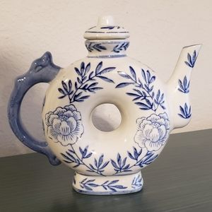 Vintage Cobalt Blue Doughnut Hole Shaped Collector's Teapot